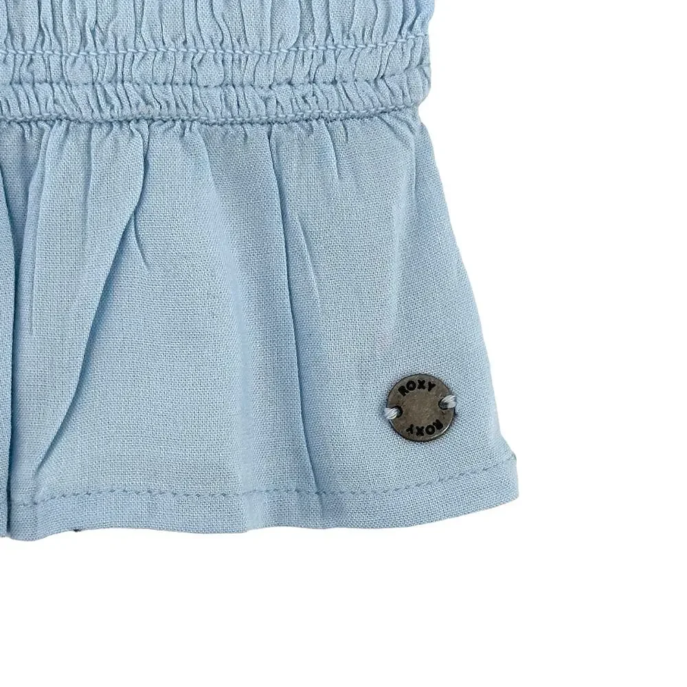 Roxy Tell Me Fitted Smocked Ruffle Hem Skirt Size XS Blue